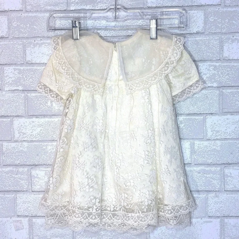 Vtg Jessica McClintock‎ Ivory Lace Dress Girls 2T Flower Girl Photoshoot Party